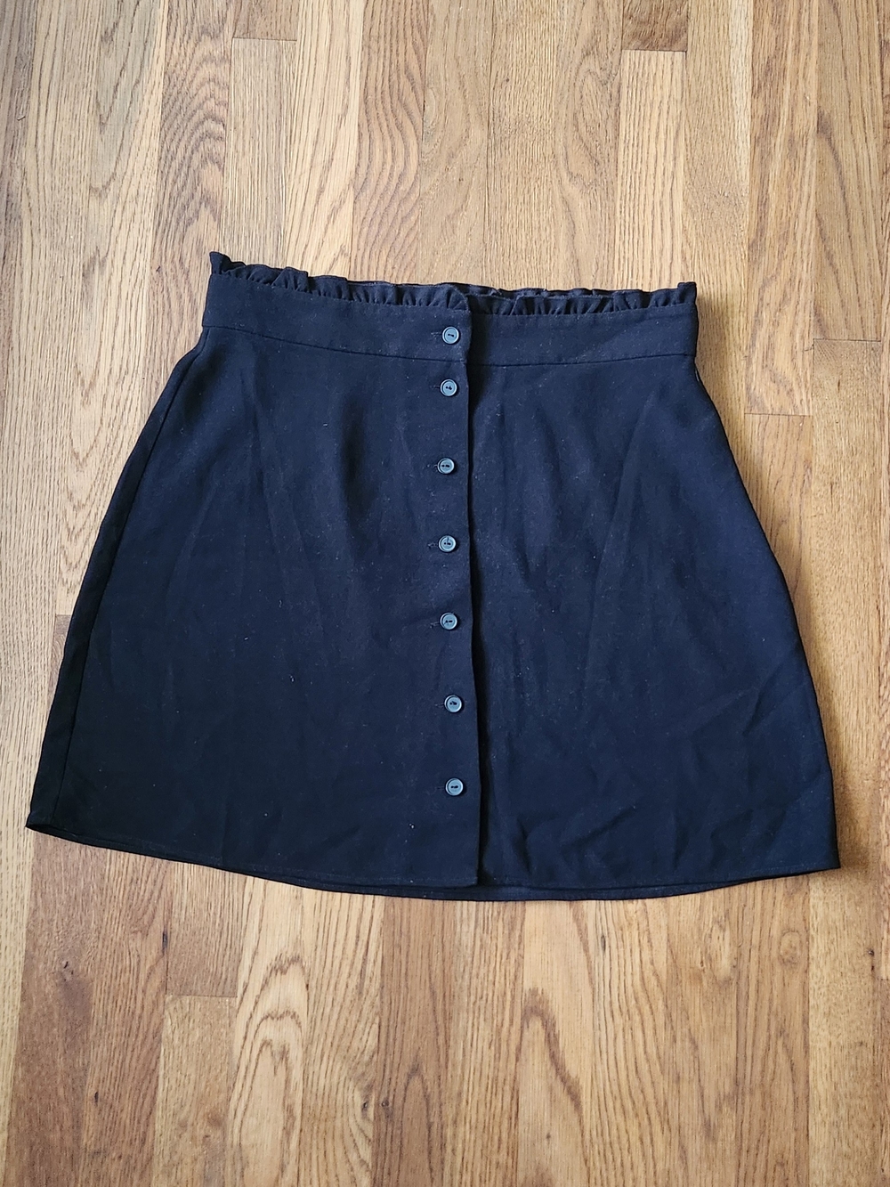 LOFT Classic Black Button-Front Mini Skirt